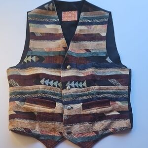 Native American Traditions Multicolor Aztec Patterned Men's Vest